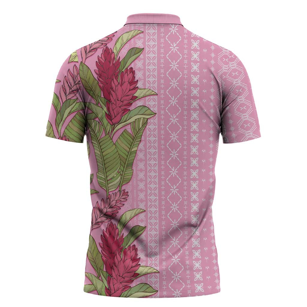 Women's Day Samoa Malu Tattoo Inspired Mix Teuila Zipper Polo Shirt Rose Pink LT7 - Polynesian Pride