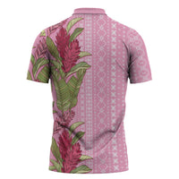 Women's Day Samoa Malu Tattoo Inspired Mix Teuila Zipper Polo Shirt Rose Pink LT7 - Polynesian Pride