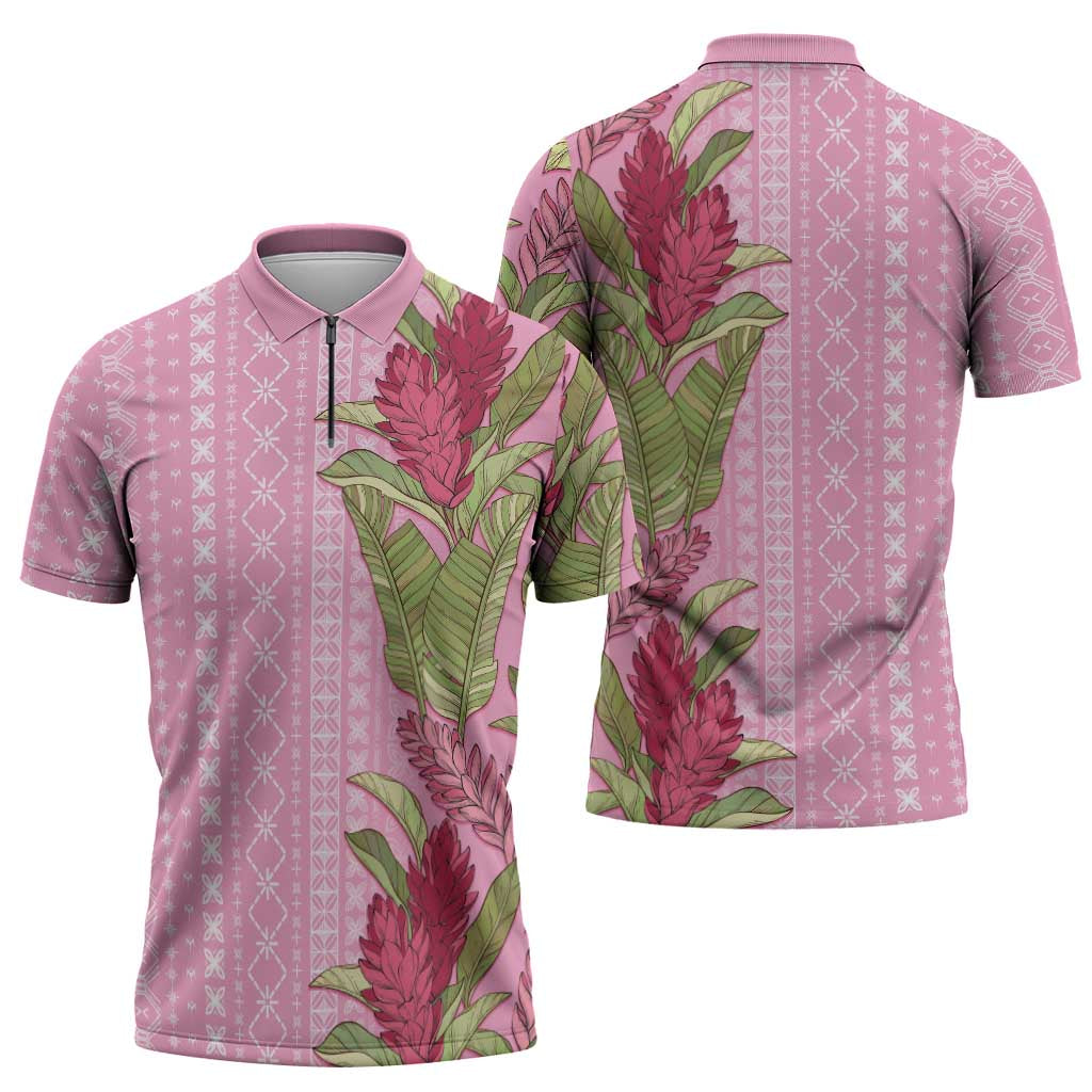 Women's Day Samoa Malu Tattoo Inspired Mix Teuila Zipper Polo Shirt Rose Pink LT7 - Polynesian Pride