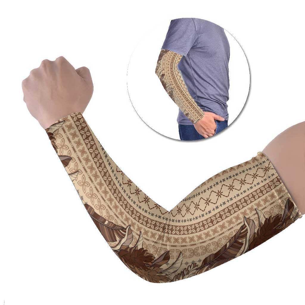 Women's Day Samoa Malu Tattoo Inspired Mix Teuila Arm Sleeves Vintage Tapa LT7 Set of 2 Beige - Polynesian Pride