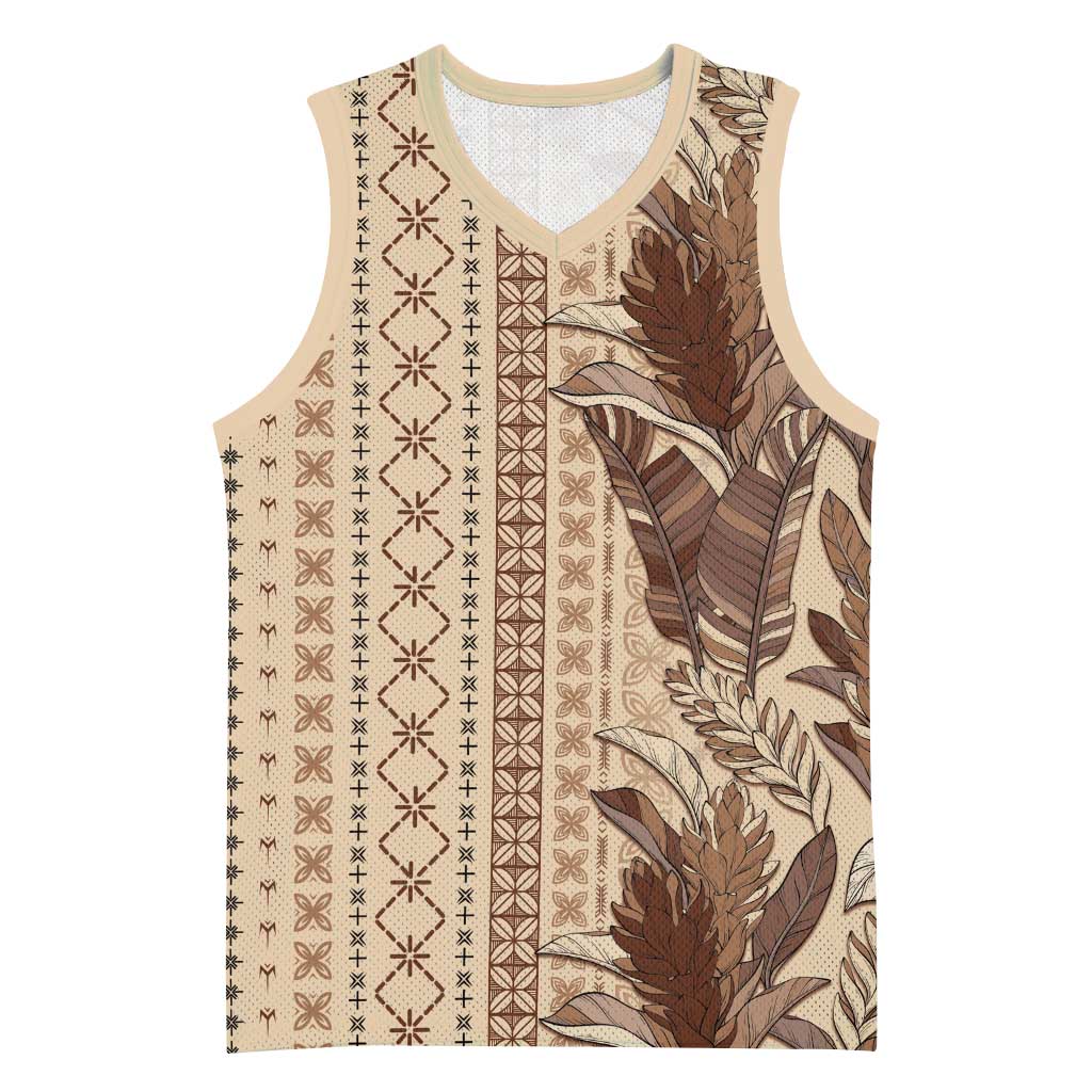 Women's Day Samoa Malu Tattoo Inspired Mix Teuila Basketball Jersey Vintage Tapa LT7 Unisex Beige - Polynesian Pride