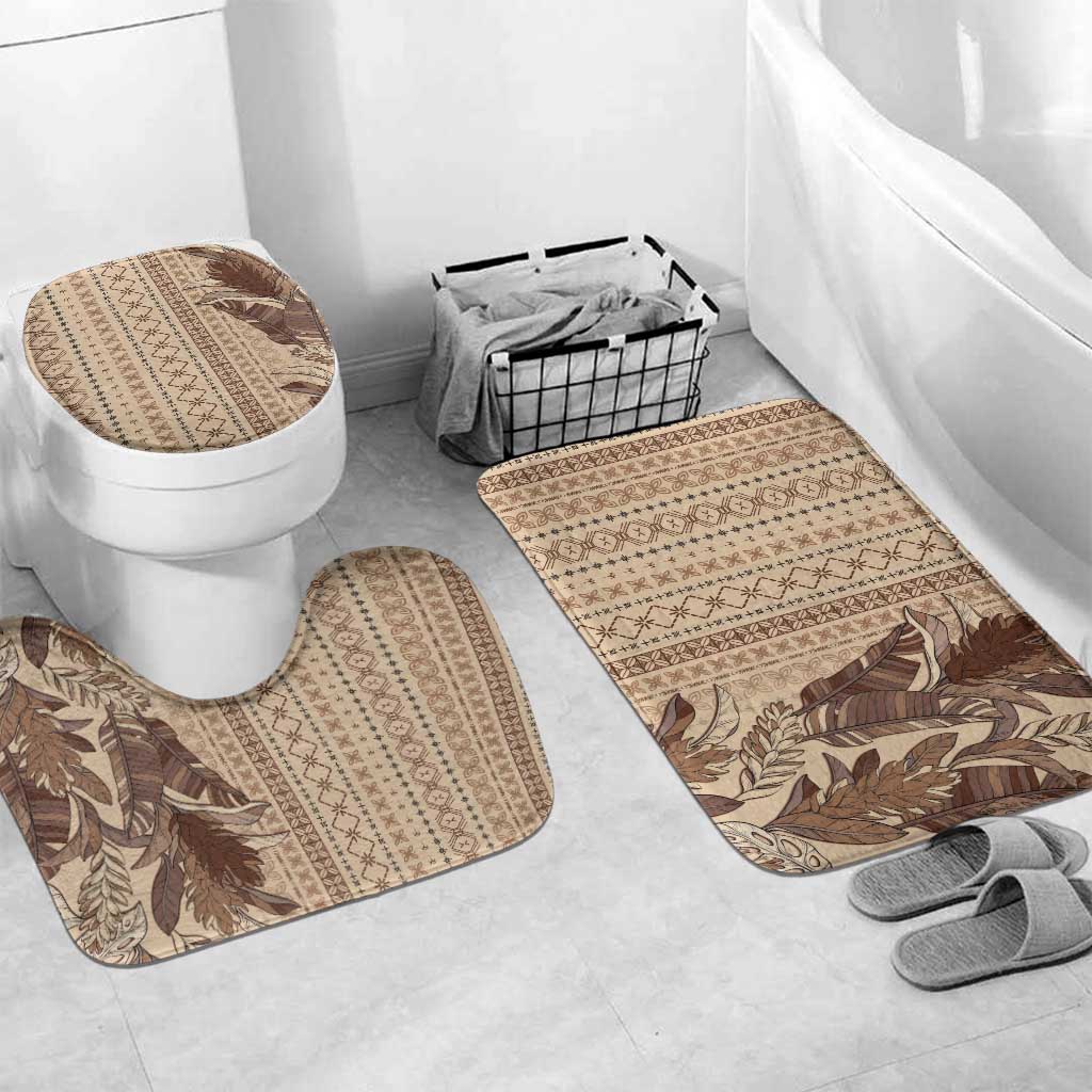 Women's Day Samoa Malu Tattoo Inspired Mix Teuila Bathroom Set Vintage Tapa LT7 Mat Set Only (3 pcs) One Size Beige - Polynesian Pride