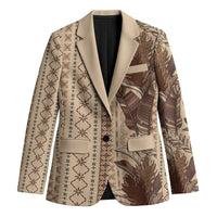 Women's Day Samoa Malu Tattoo Inspired Mix Teuila Blazer Vintage Tapa LT7 Unisex Beige - Polynesian Pride