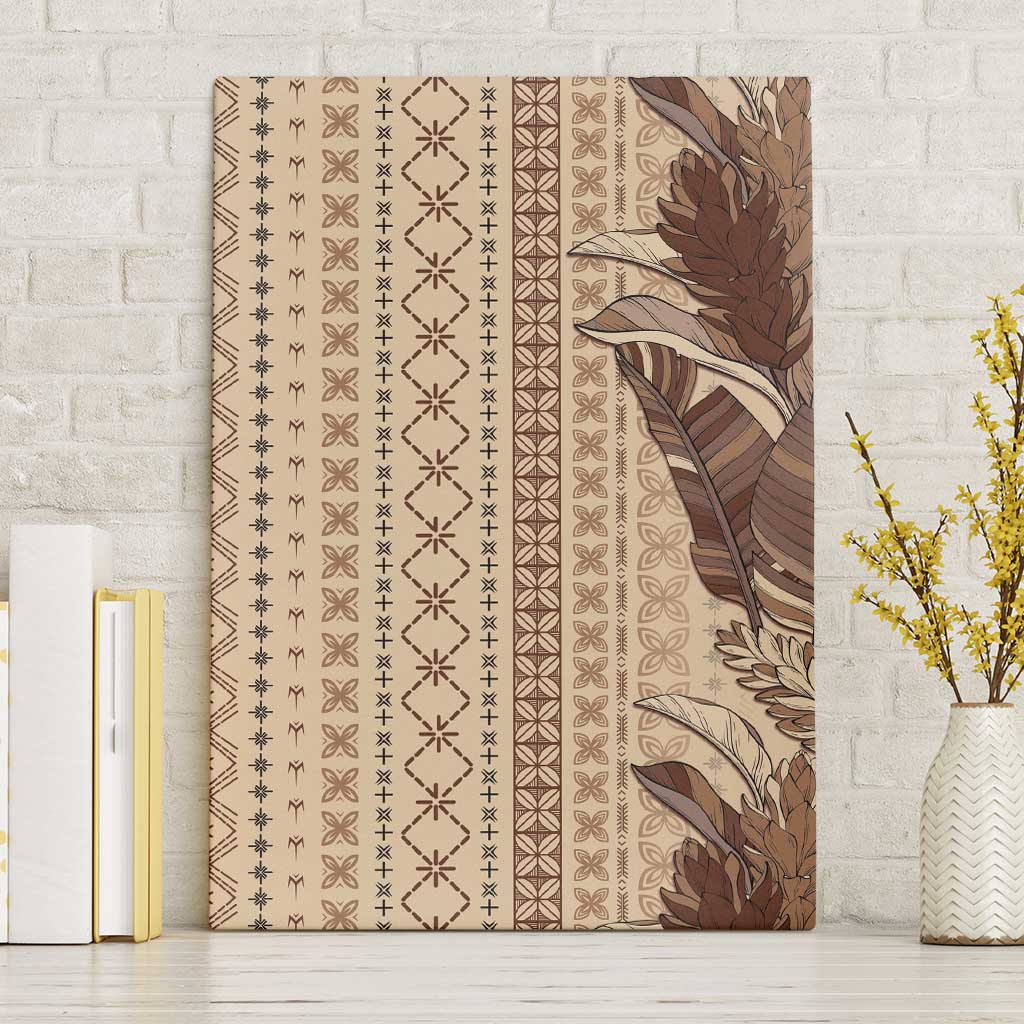 Women's Day Samoa Malu Tattoo Inspired Mix Teuila Canvas Wall Art Vintage Tapa LT7 Without Frame Beige - Polynesian Pride