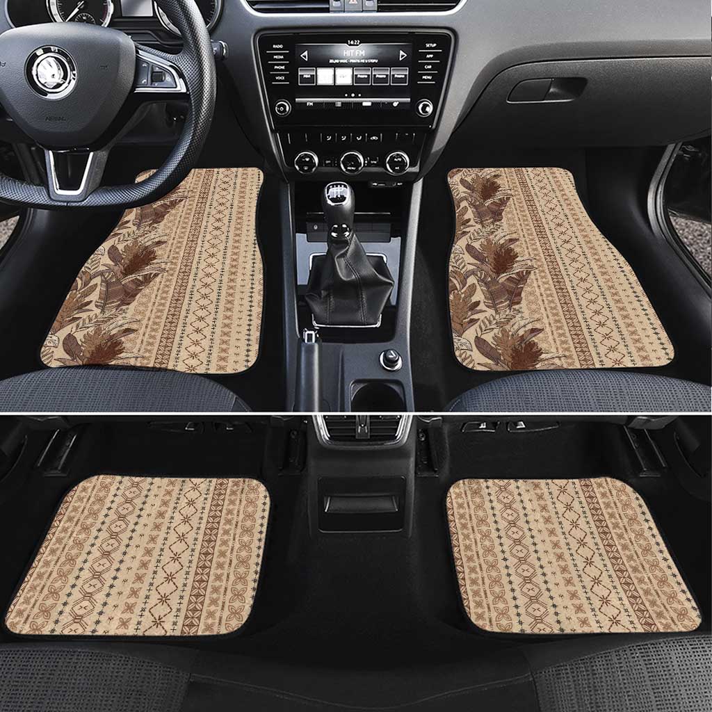 Women's Day Samoa Malu Tattoo Inspired Mix Teuila Car Mats Vintage Tapa LT7 Set 4pcs Beige - Polynesian Pride