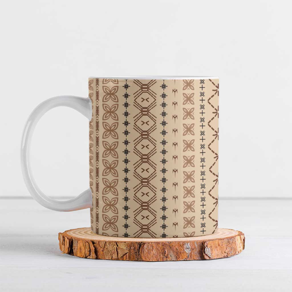 Women's Day Samoa Malu Tattoo Inspired Mix Teuila Ceramic Mug Vintage Tapa LT7 Beige - Polynesian Pride