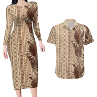 Women's Day Samoa Malu Tattoo Inspired Mix Teuila Couples Matching Long Sleeve Bodycon Dress and Hawaiian Shirt Vintage Tapa
