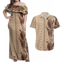 Women's Day Samoa Malu Tattoo Inspired Mix Teuila Couples Matching Off Shoulder Maxi Dress and Hawaiian Shirt Vintage Tapa