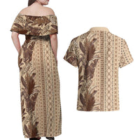 Women's Day Samoa Malu Tattoo Inspired Mix Teuila Couples Matching Off Shoulder Maxi Dress and Hawaiian Shirt Vintage Tapa