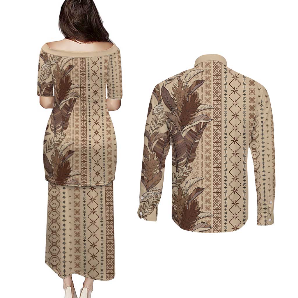 Women's Day Samoa Malu Tattoo Inspired Mix Teuila Couples Matching Puletasi and Long Sleeve Button Shirt Vintage Tapa LT7 - Polynesian Pride