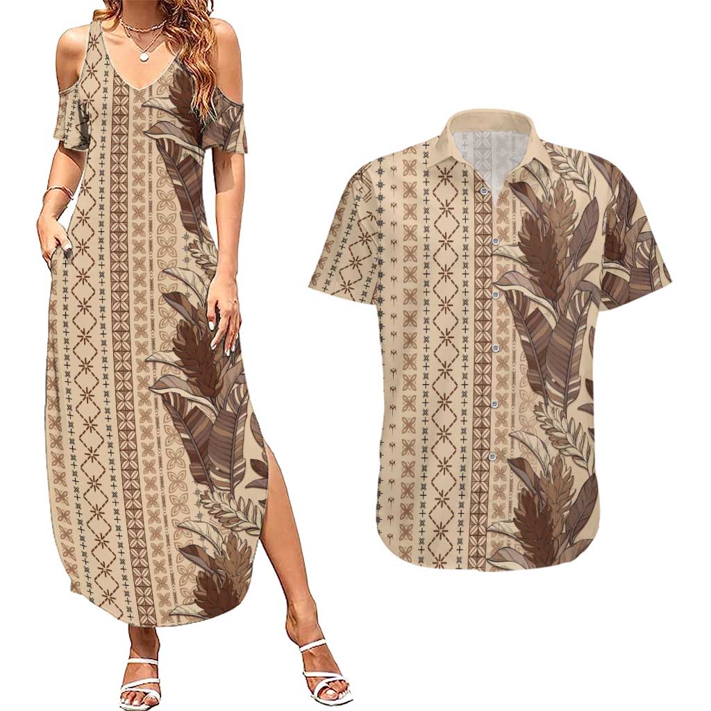 Women's Day Samoa Malu Tattoo Inspired Mix Teuila Couples Matching Summer Maxi Dress and Hawaiian Shirt Vintage Tapa