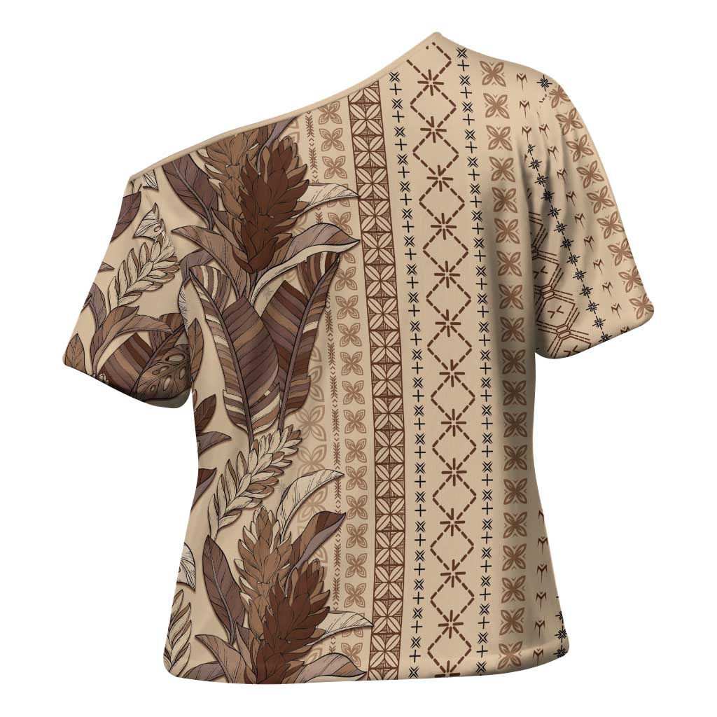 Women's Day Samoa Malu Tattoo Inspired Mix Teuila Cross Shoulder Shirt Vintage Tapa LT7 - Polynesian Pride