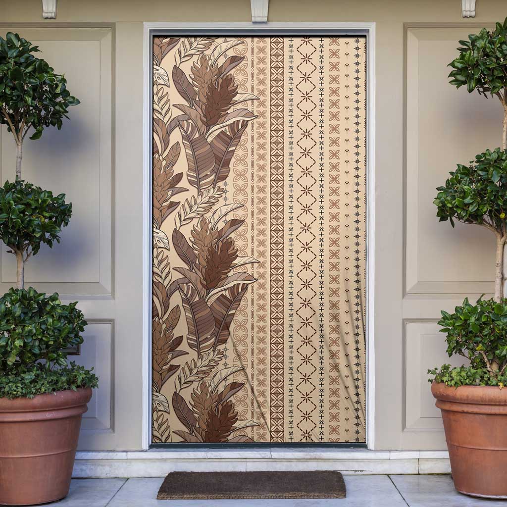Women's Day Samoa Malu Tattoo Inspired Mix Teuila Door Cover Vintage Tapa LT7 Beige - Polynesian Pride