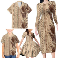 Women's Day Samoa Malu Tattoo Inspired Mix Teuila Family Matching Long Sleeve Bodycon Dress and Hawaiian Shirt Vintage Tapa