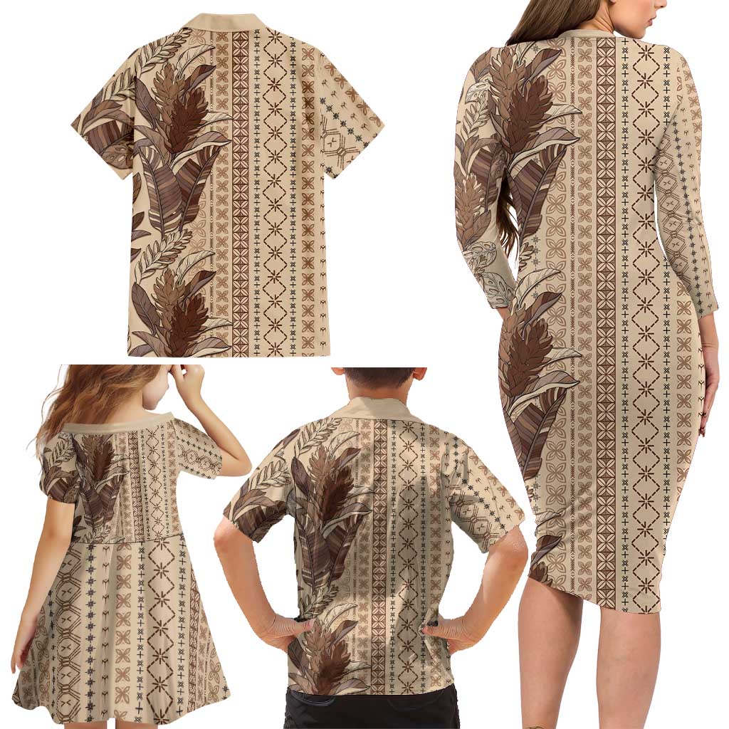 Women's Day Samoa Malu Tattoo Inspired Mix Teuila Family Matching Long Sleeve Bodycon Dress and Hawaiian Shirt Vintage Tapa