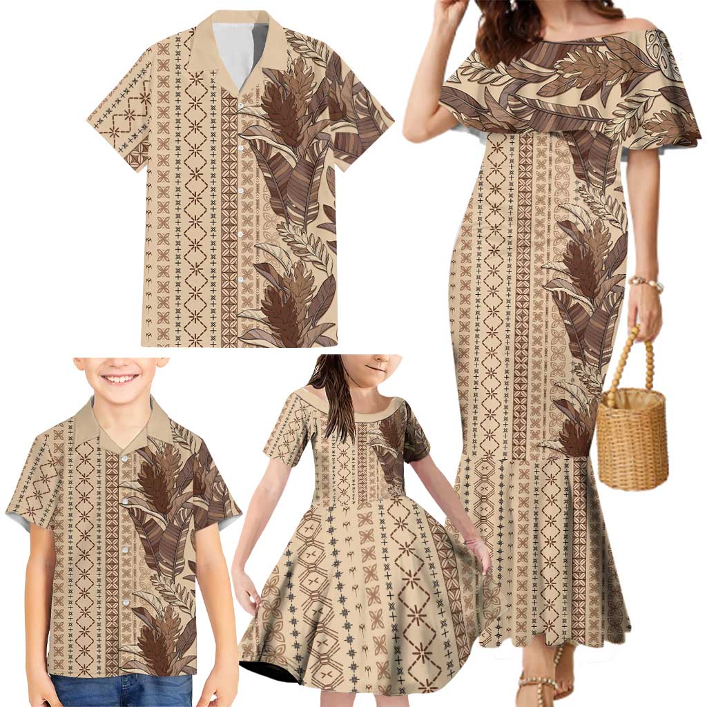 Women's Day Samoa Malu Tattoo Inspired Mix Teuila Family Matching Mermaid Dress and Hawaiian Shirt Vintage Tapa LT7 - Polynesian Pride