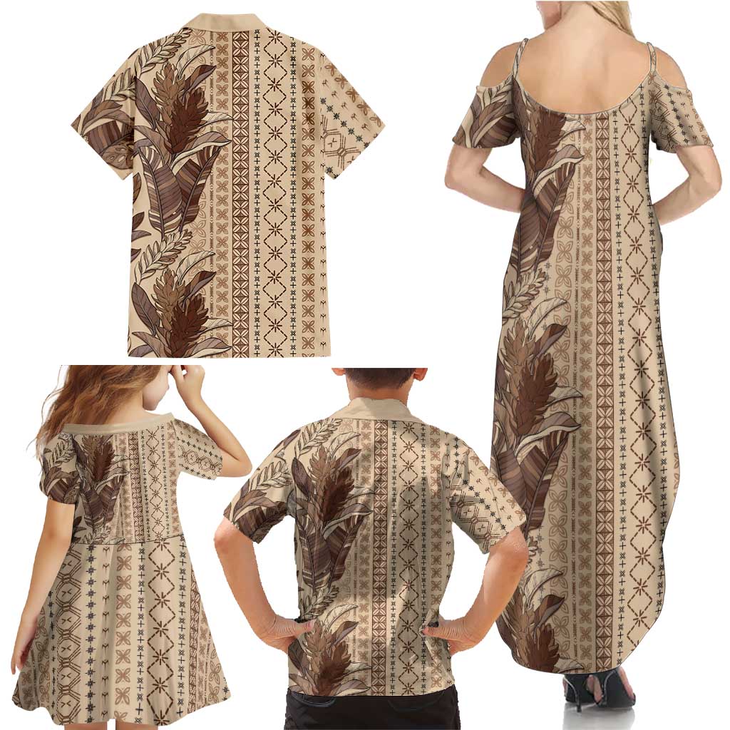 Women's Day Samoa Malu Tattoo Inspired Mix Teuila Family Matching Summer Maxi Dress and Hawaiian Shirt Vintage Tapa