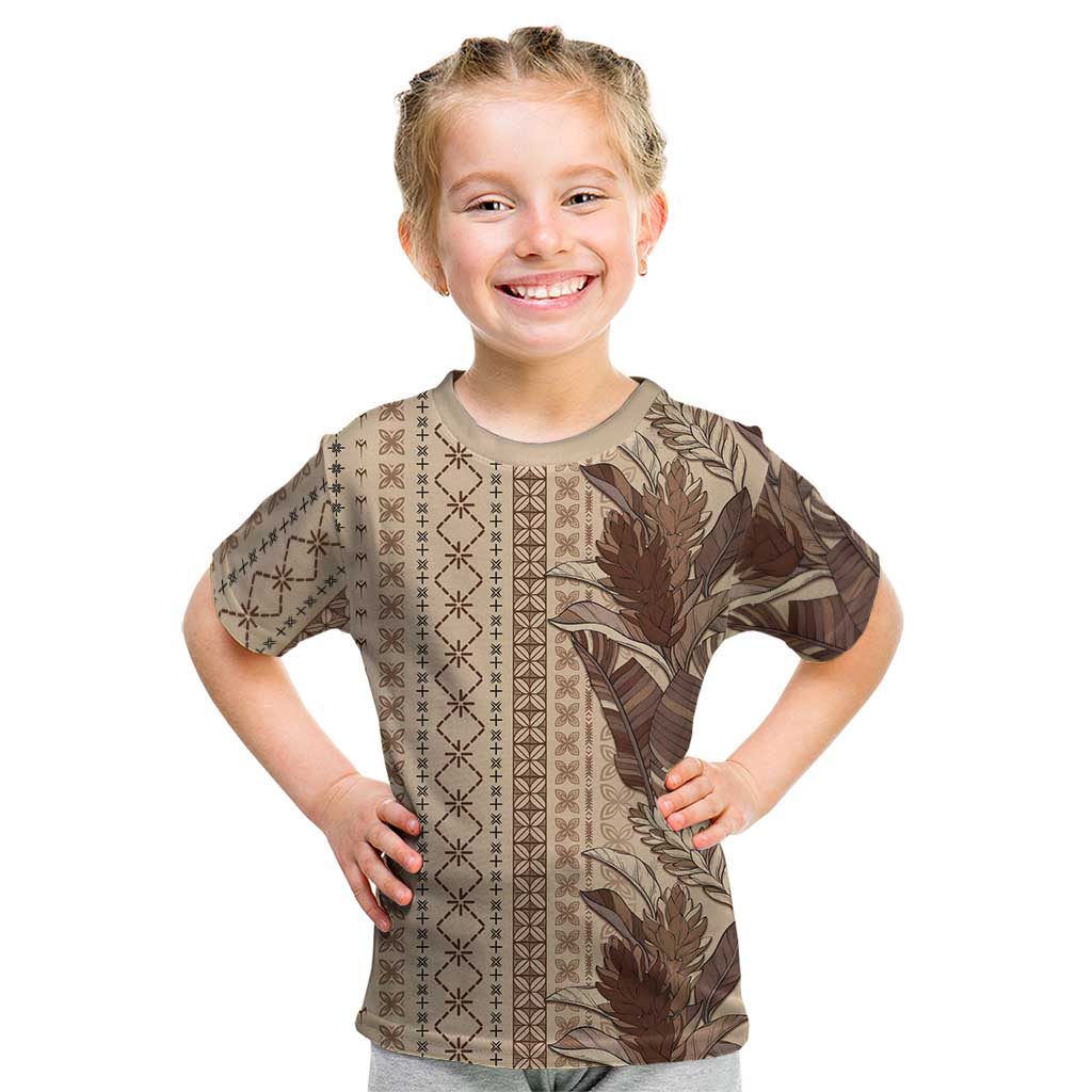 Women's Day Samoa Malu Tattoo Inspired Mix Teuila Kid T Shirt Vintage Tapa LT7 Beige - Polynesian Pride