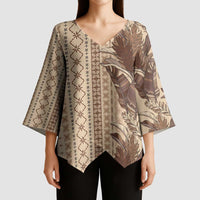 Women's Day Samoa Malu Tattoo Inspired Mix Teuila Kimono Sleeve Blouse Vintage Tapa LT7 - Polynesian Pride