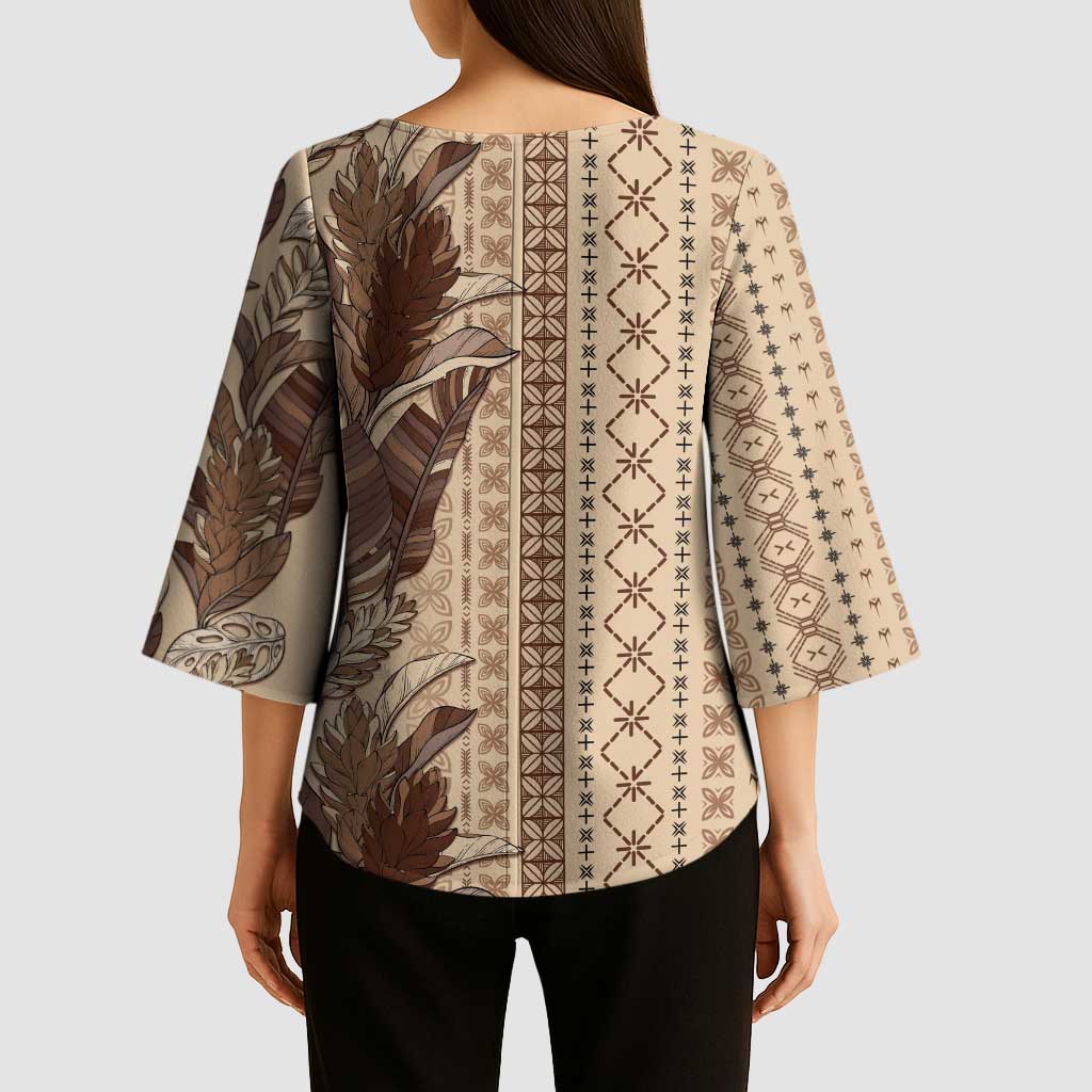 Women's Day Samoa Malu Tattoo Inspired Mix Teuila Kimono Sleeve Blouse Vintage Tapa LT7 - Polynesian Pride