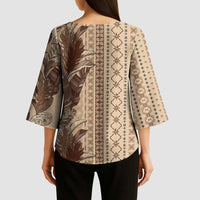 Women's Day Samoa Malu Tattoo Inspired Mix Teuila Kimono Sleeve Blouse Vintage Tapa LT7 - Polynesian Pride