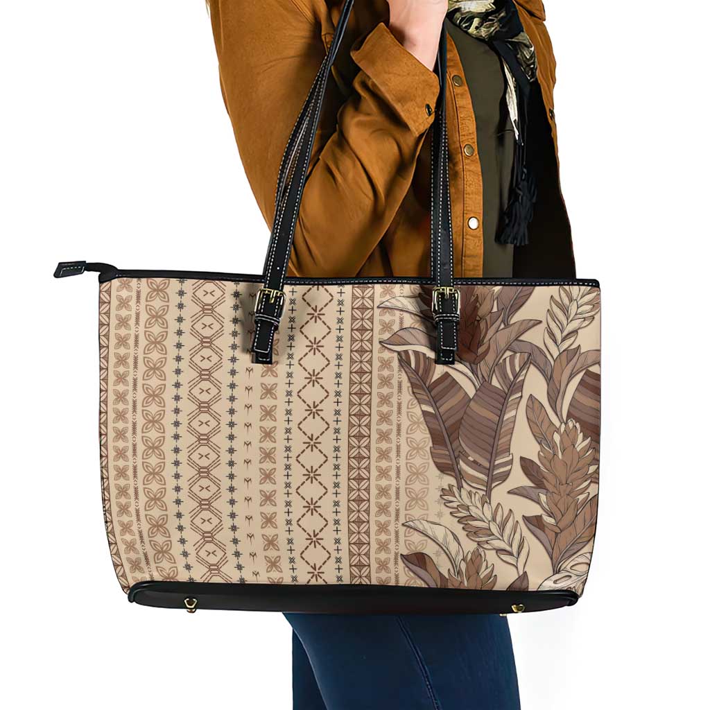Women's Day Samoa Malu Tattoo Inspired Mix Teuila Leather Tote Bag Vintage Tapa LT7 - Polynesian Pride