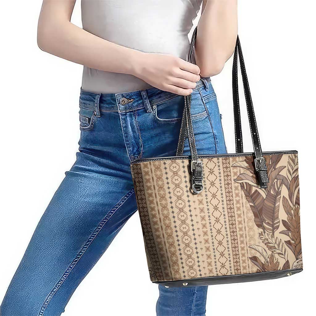 Women's Day Samoa Malu Tattoo Inspired Mix Teuila Leather Tote Bag Vintage Tapa LT7 - Polynesian Pride