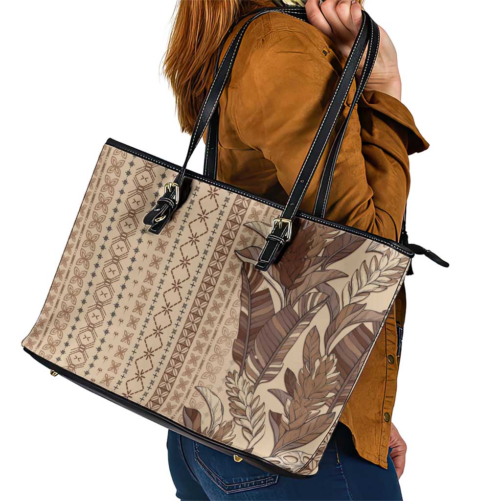 Women's Day Samoa Malu Tattoo Inspired Mix Teuila Leather Tote Bag Vintage Tapa LT7 - Polynesian Pride