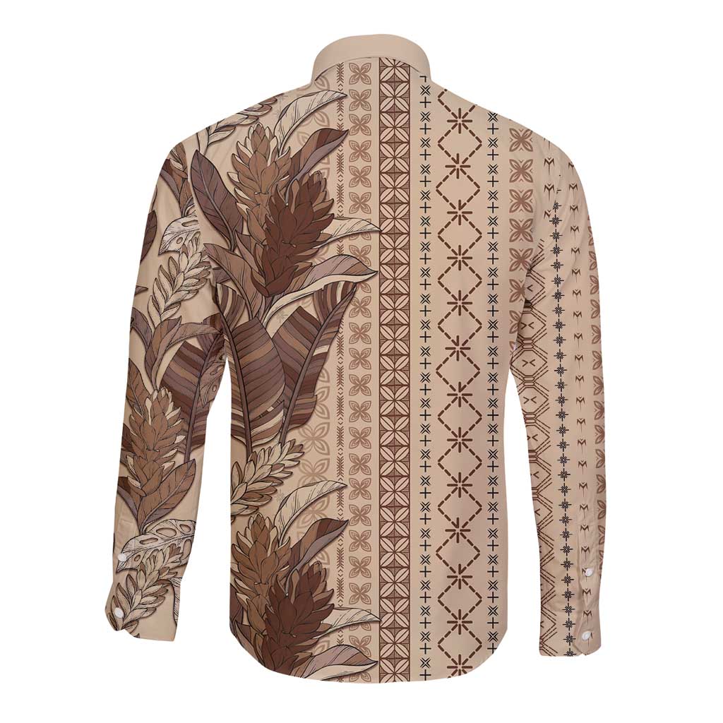 Women's Day Samoa Malu Tattoo Inspired Mix Teuila Long Sleeve Button Shirt Vintage Tapa LT7 - Polynesian Pride