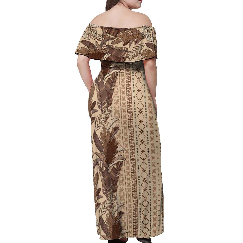 Women's Day Samoa Malu Tattoo Inspired Mix Teuila Off Shoulder Maxi Dress Vintage Tapa LT7 - Polynesian Pride