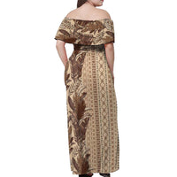 Women's Day Samoa Malu Tattoo Inspired Mix Teuila Off Shoulder Maxi Dress Vintage Tapa LT7 - Polynesian Pride