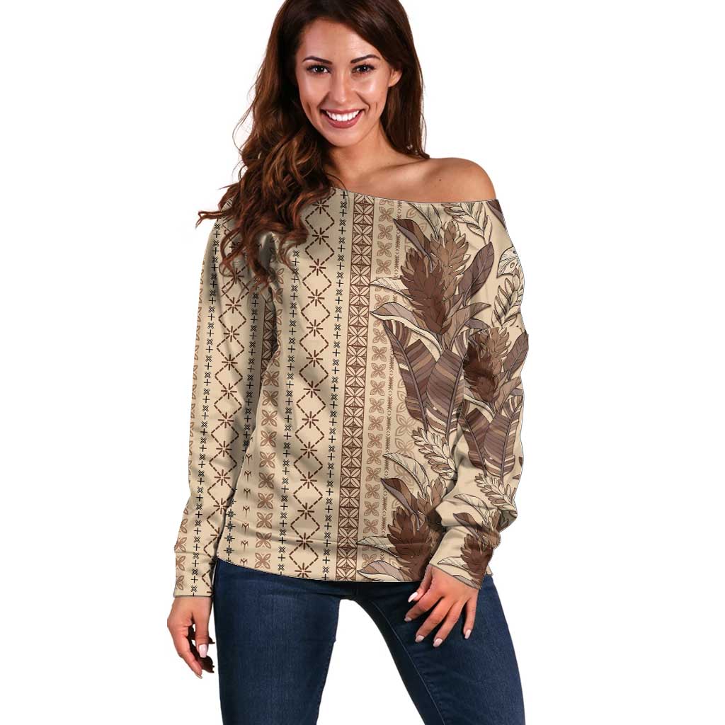 Women's Day Samoa Malu Tattoo Inspired Mix Teuila Off Shoulder Sweater Vintage Tapa