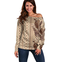 Women's Day Samoa Malu Tattoo Inspired Mix Teuila Off Shoulder Sweater Vintage Tapa