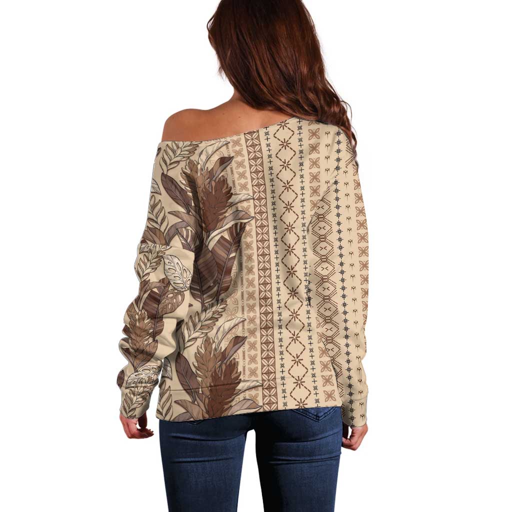 Women's Day Samoa Malu Tattoo Inspired Mix Teuila Off Shoulder Sweater Vintage Tapa