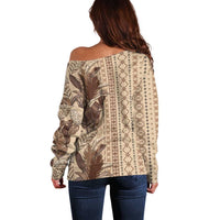 Women's Day Samoa Malu Tattoo Inspired Mix Teuila Off Shoulder Sweater Vintage Tapa