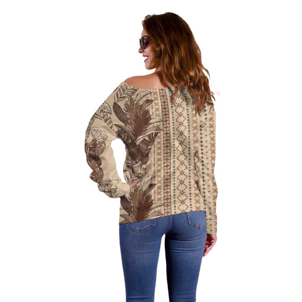 Women's Day Samoa Malu Tattoo Inspired Mix Teuila Off Shoulder Sweater Vintage Tapa
