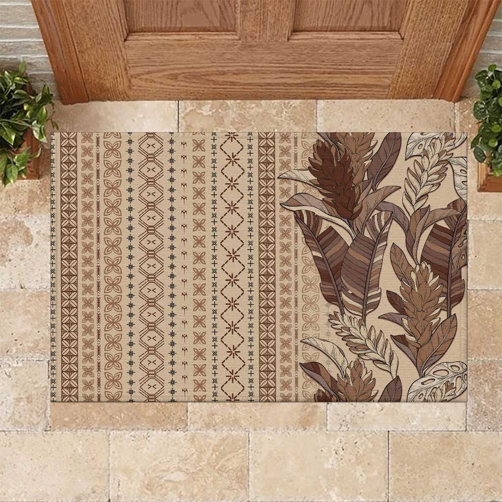 Women's Day Samoa Malu Tattoo Inspired Mix Teuila Rubber Doormat Vintage Tapa LT7 Beige - Polynesian Pride