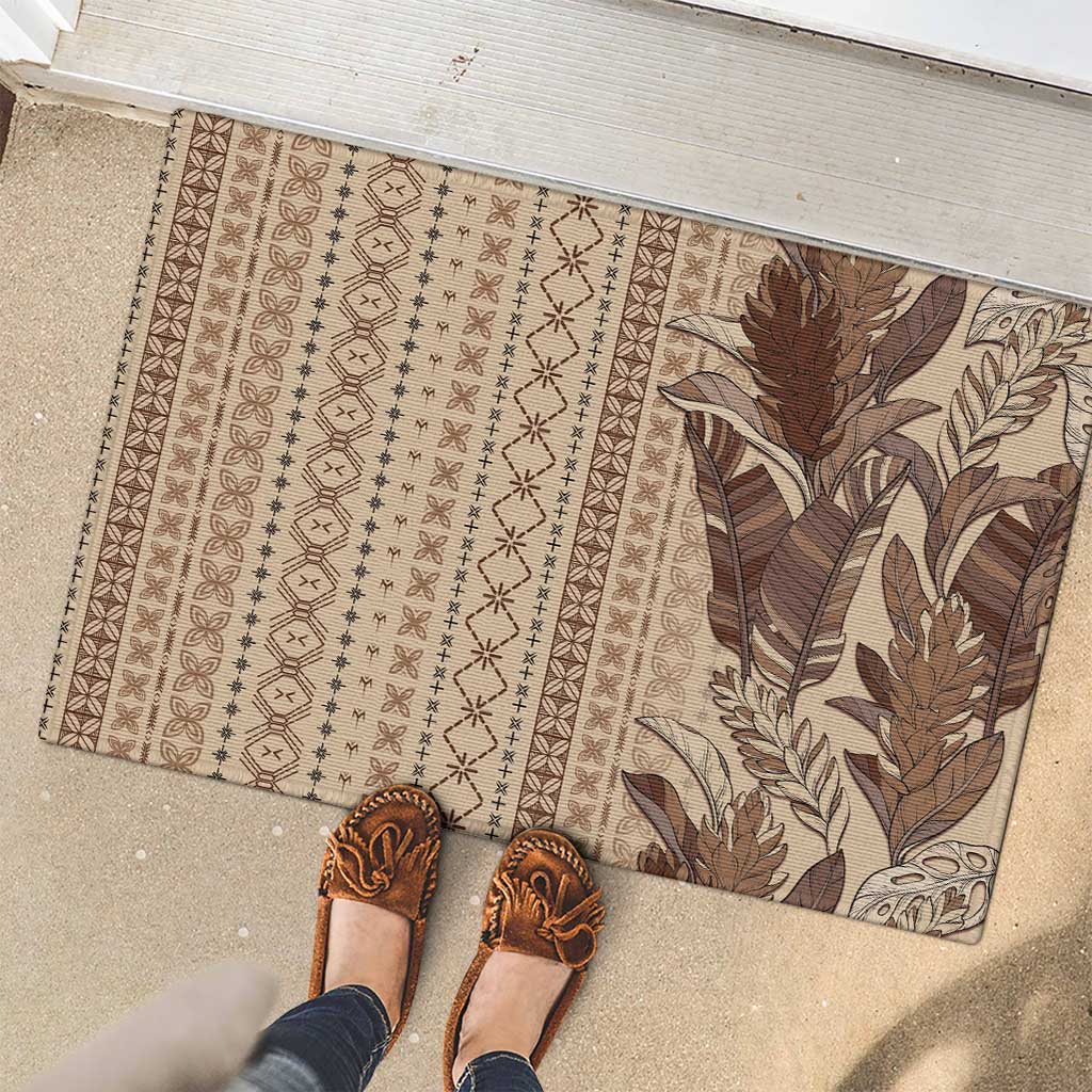 Women's Day Samoa Malu Tattoo Inspired Mix Teuila Rubber Doormat Vintage Tapa
