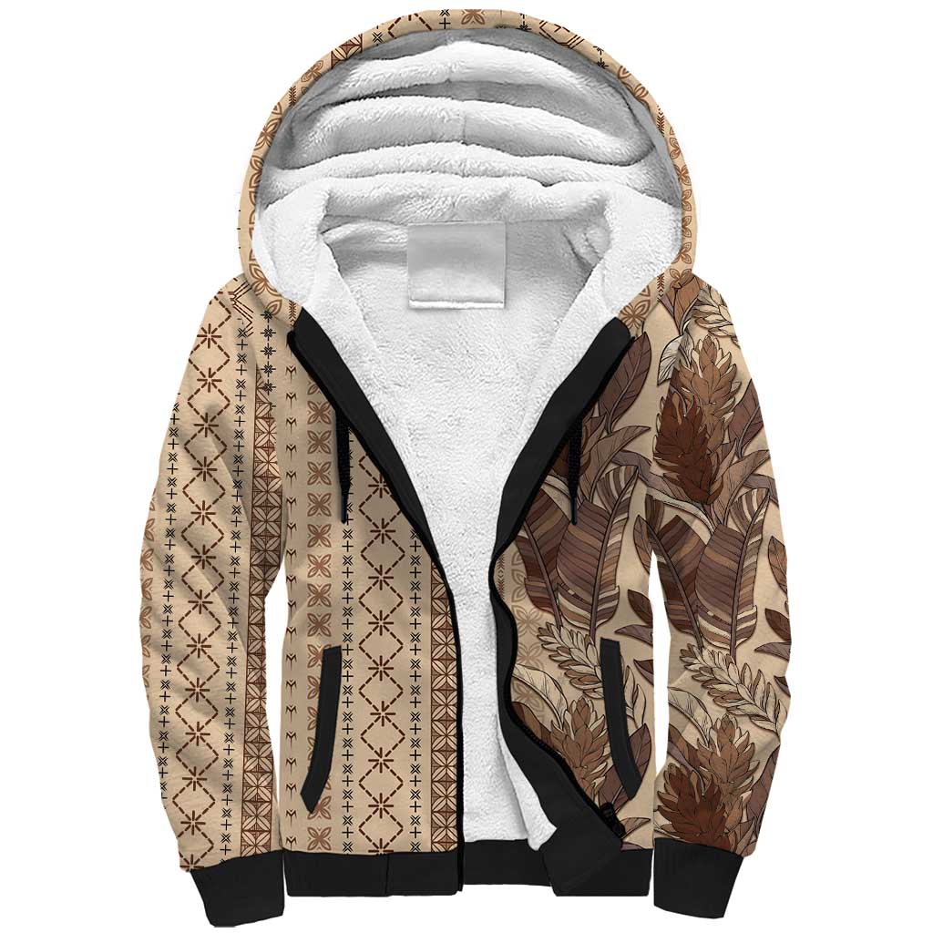 Women's Day Samoa Malu Tattoo Inspired Mix Teuila Sherpa Hoodie Vintage Tapa LT7 Unisex Beige - Polynesian Pride