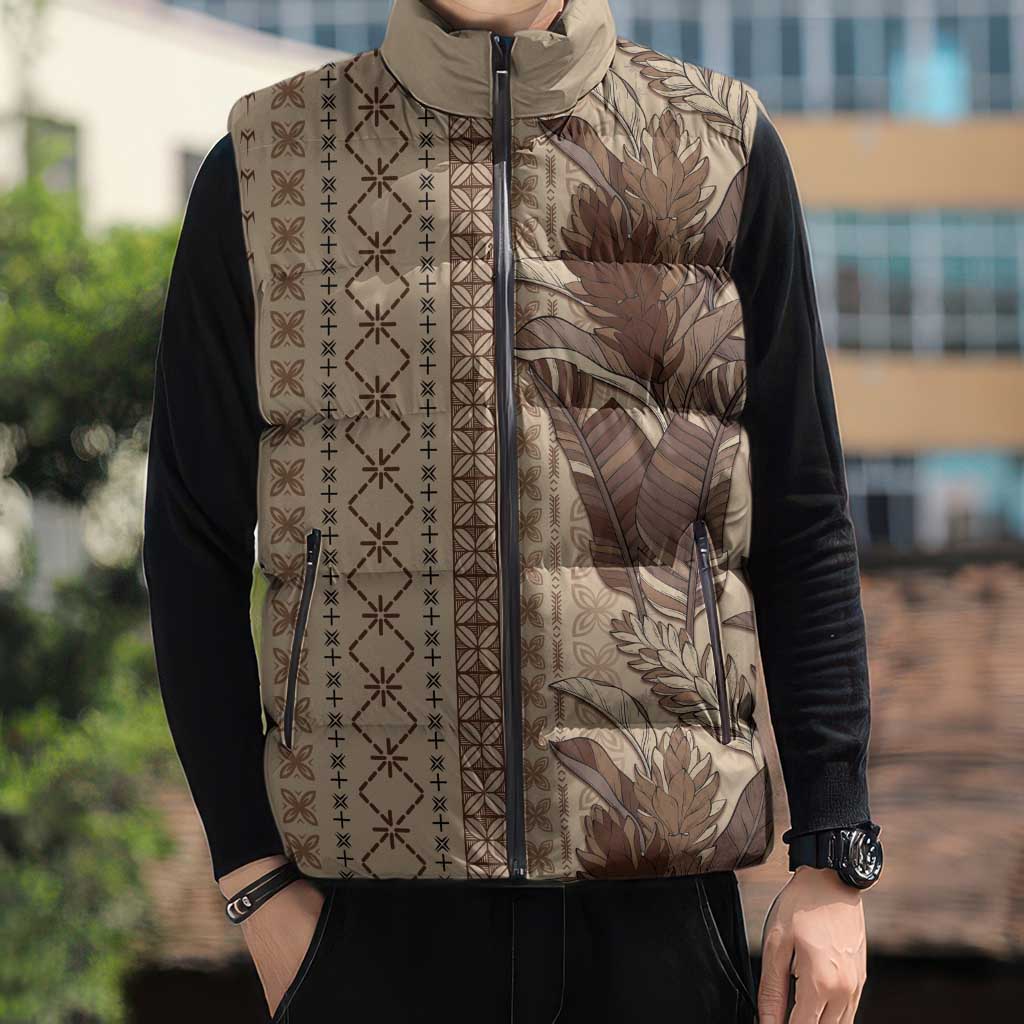 Women's Day Samoa Malu Tattoo Inspired Mix Teuila Sleeveless Puffer Jacket Vintage Tapa LT7 - Polynesian Pride
