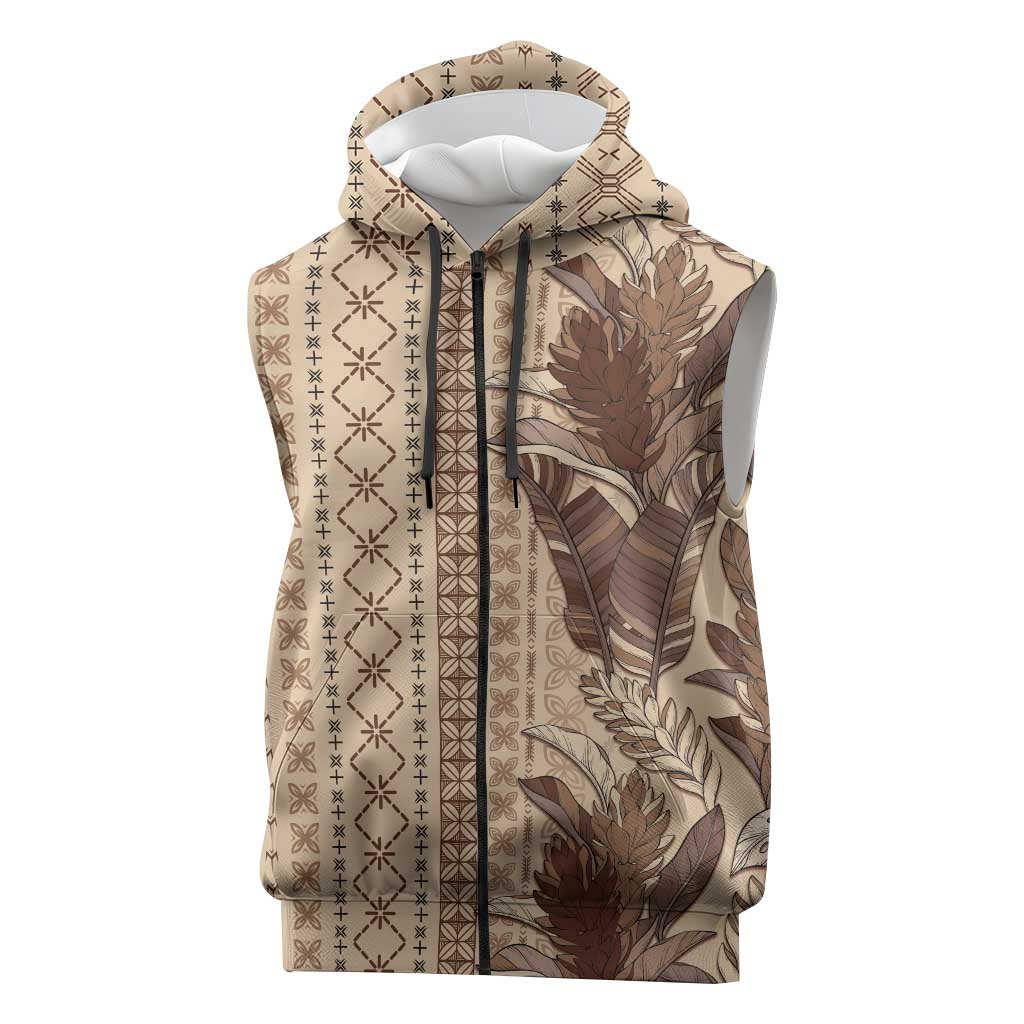 Women's Day Samoa Malu Tattoo Inspired Mix Teuila Sleeveless Zip Hoodie Vintage Tapa