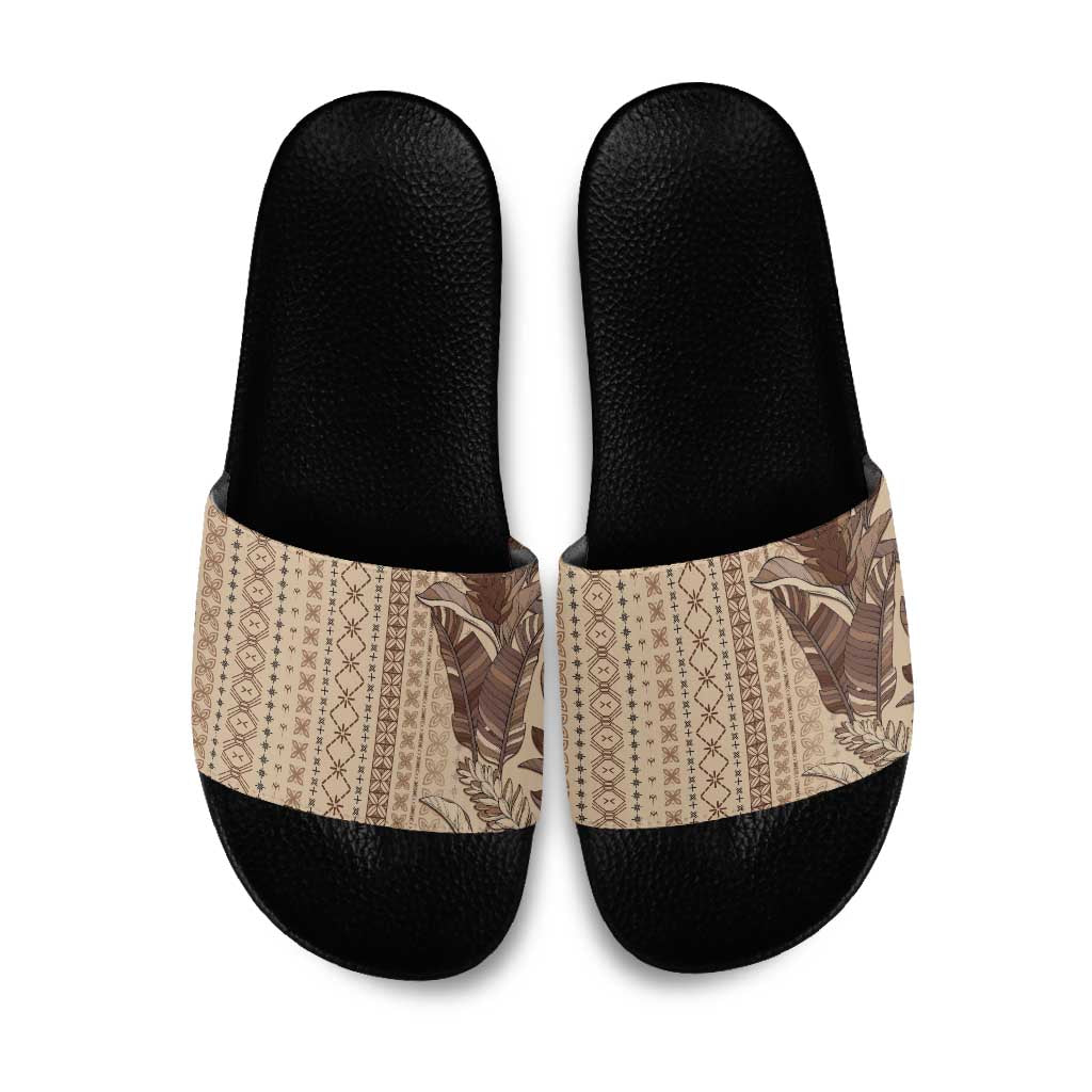 Women's Day Samoa Malu Tattoo Inspired Mix Teuila Slide Sandals Vintage Tapa LT7 Beige - Polynesian Pride