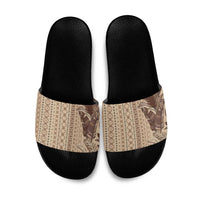 Women's Day Samoa Malu Tattoo Inspired Mix Teuila Slide Sandals Vintage Tapa LT7 Beige - Polynesian Pride