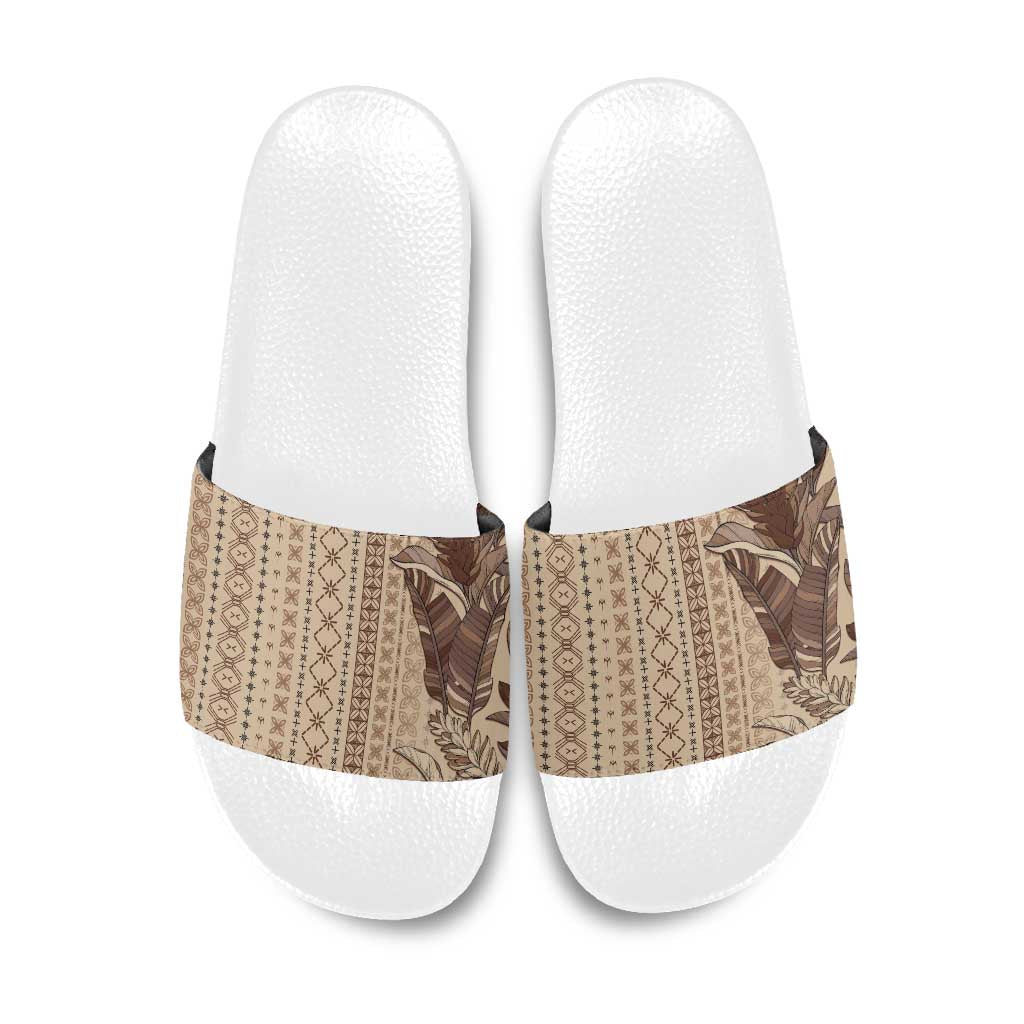 Women's Day Samoa Malu Tattoo Inspired Mix Teuila Slide Sandals Vintage Tapa LT7 Beige - Polynesian Pride