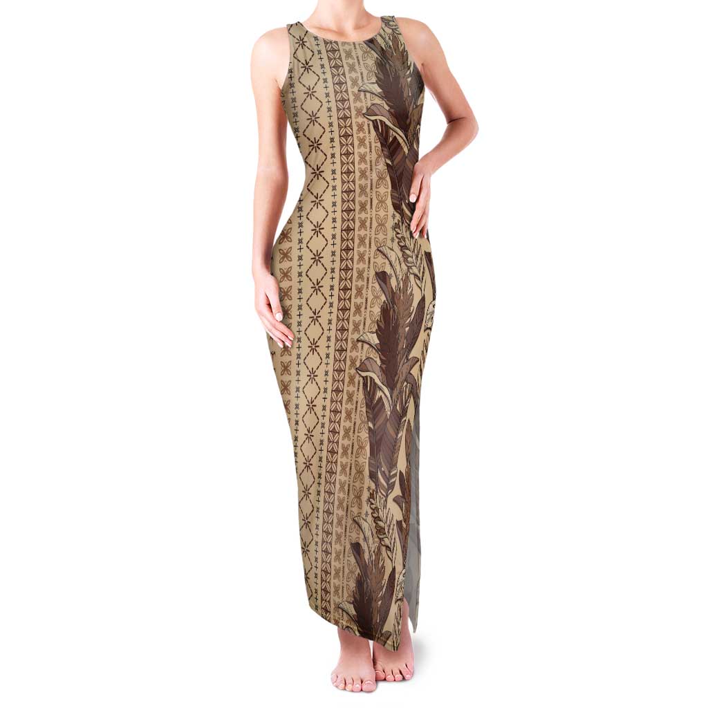 Women's Day Samoa Malu Tattoo Inspired Mix Teuila Tank Maxi Dress Vintage Tapa LT7 Women Beige - Polynesian Pride