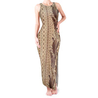 Women's Day Samoa Malu Tattoo Inspired Mix Teuila Tank Maxi Dress Vintage Tapa LT7 Women Beige - Polynesian Pride