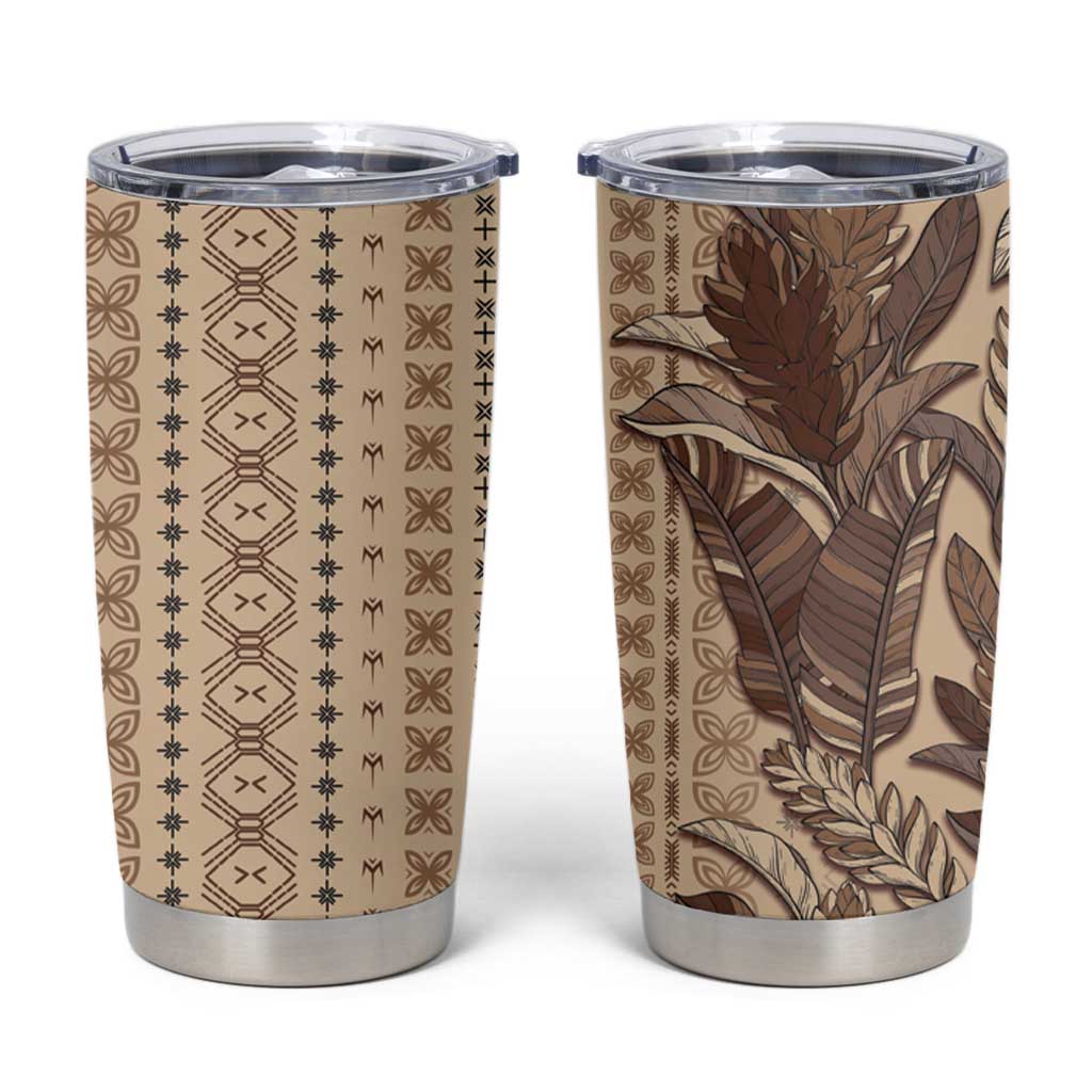 Women's Day Samoa Malu Tattoo Inspired Mix Teuila Tumbler Cup Vintage Tapa LT7 Beige - Polynesian Pride