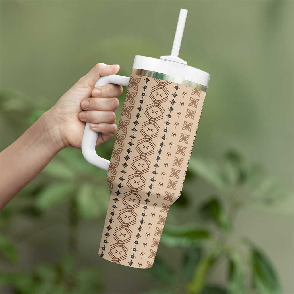 Women's Day Samoa Malu Tattoo Inspired Mix Teuila Tumbler With Handle Vintage Tapa LT7 - Polynesian Pride