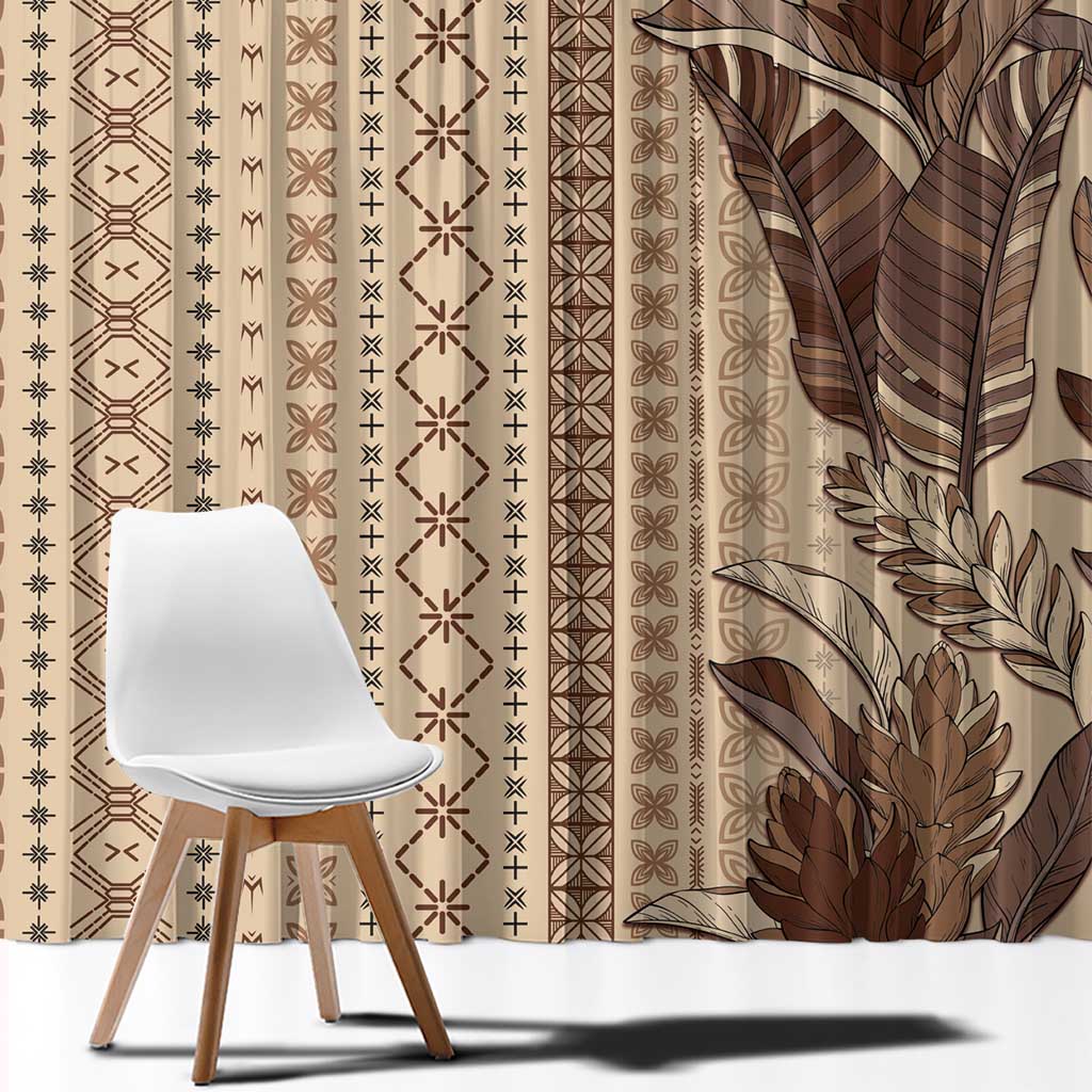 Women's Day Samoa Malu Tattoo Inspired Mix Teuila Window Curtain Vintage Tapa LT7 - Polynesian Pride