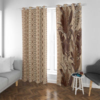 Women's Day Samoa Malu Tattoo Inspired Mix Teuila Window Curtain Vintage Tapa LT7 With Grommets Beige - Polynesian Pride